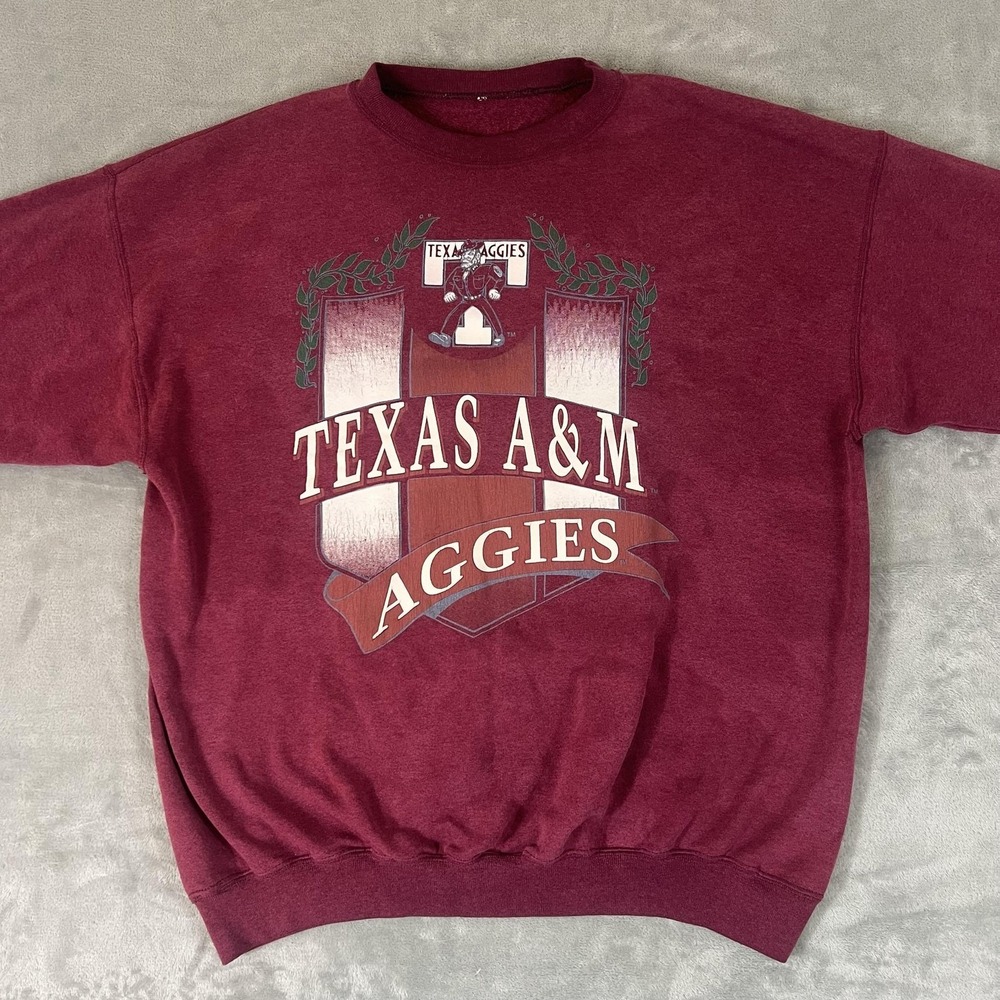 Vintage Texas A&M Aggies Sweatshirt Mens Large Red College Football Crewneck